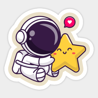 Cute Astronaut Hug Cute Star Cartoon Sticker